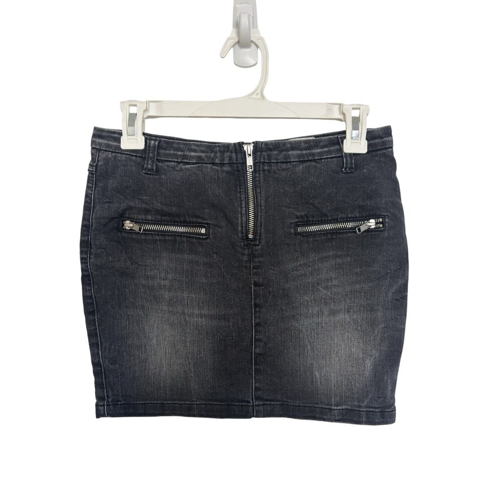Closed Denim Black Mini Skirt Zippers Faded Grunge 25 Made in Italy